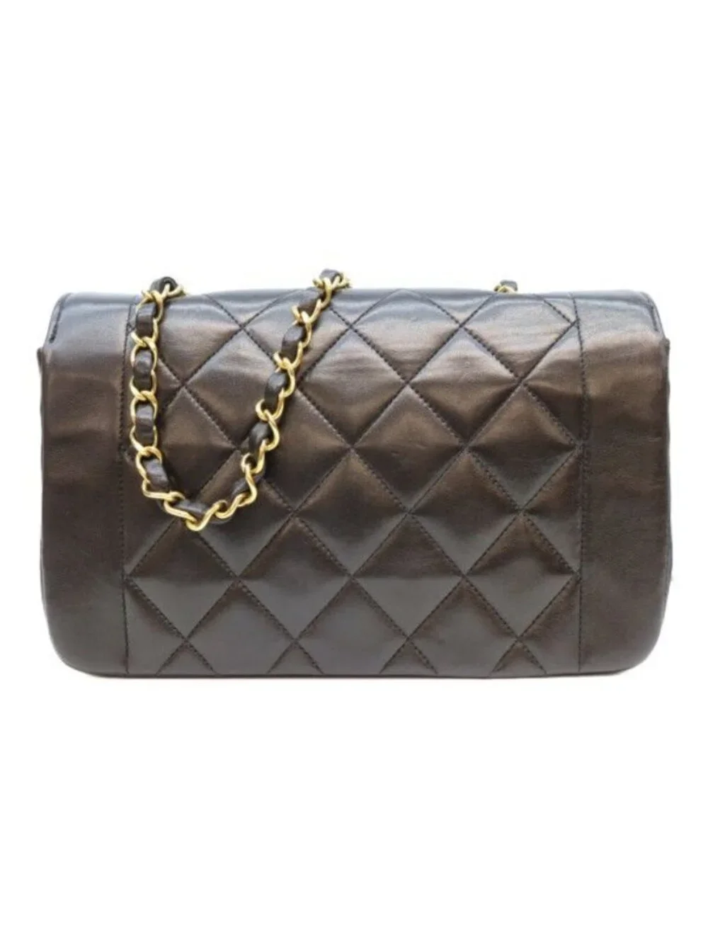 Chanel Black Quilted Lambskin Gold Diana 22 Shoulder